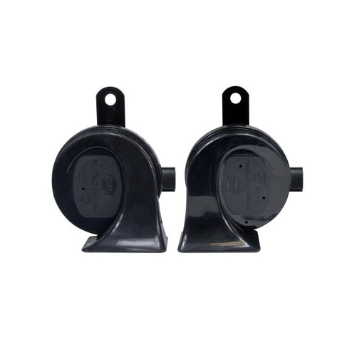 KIT BOCINAS TROMPETA DOBLE 12V. HYUNDAI – NEGRAS