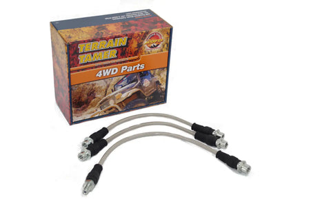 Kit Flexibles de Freno Trenzados Terrain Tamer Toyota Hilux 2005-2015 sin VSC, Suspensión +50 mm (TTBHK05)