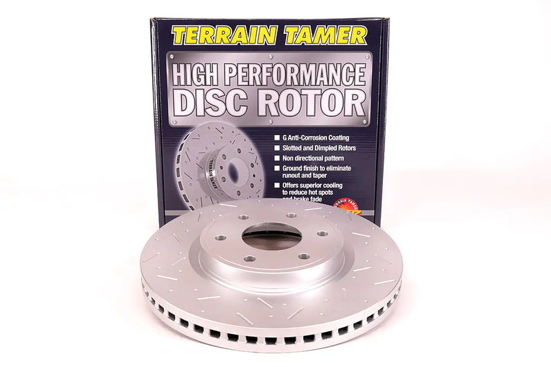 Disco de freno perforado y ranurado delantero Terrain Tamer Nissan Patrol (40206-1LB1AHP)