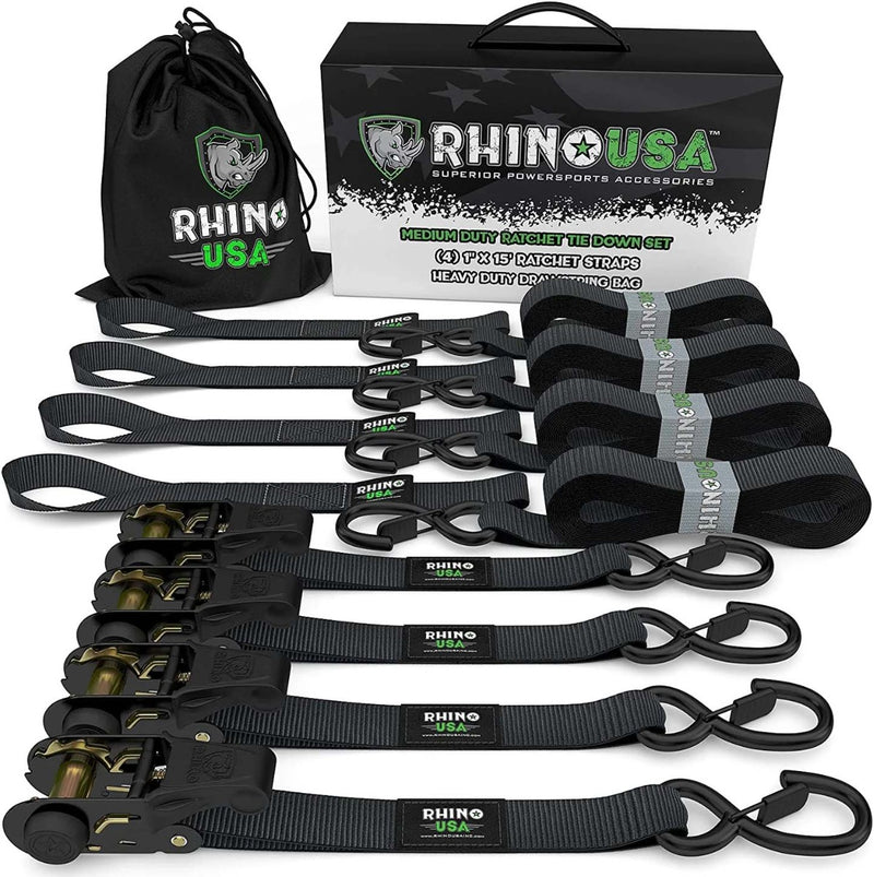 Pack x 4 Correas de Amarre 2,5 cm x 457 cm con Ratchet