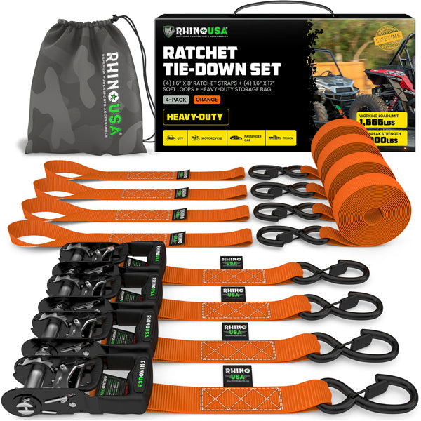Pack x 4 Correas de Amarre 2,5 cm x 457 cm con Ratchet