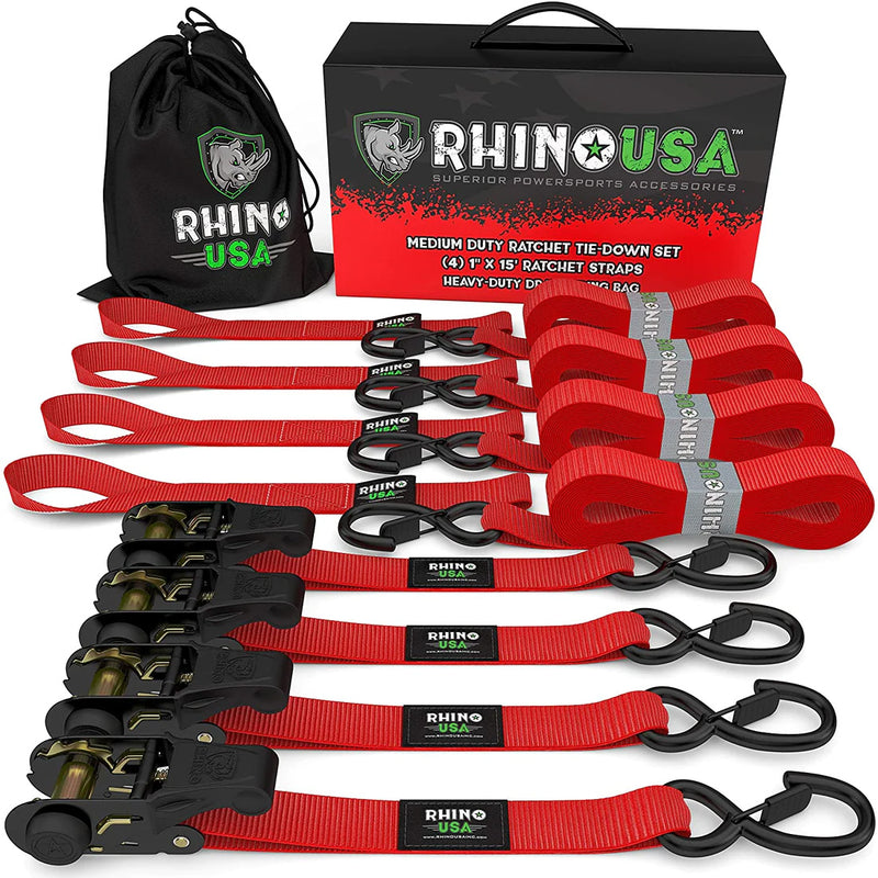 Pack x 4 Correas de Amarre 2,5 cm x 457 cm con Ratchet